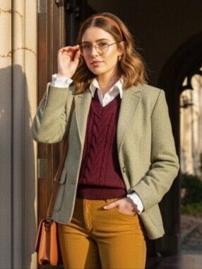 L.L. Bean Wool & Silk Olive Blazer